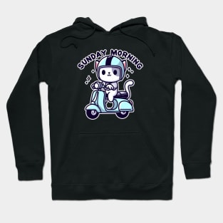 Sunday morning - cat ride scooter Hoodie